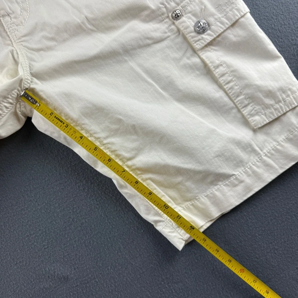 Rock Revival Shorts Men's 38 (Fits 40) White Cargo Slim Fit Embroidered Y2K